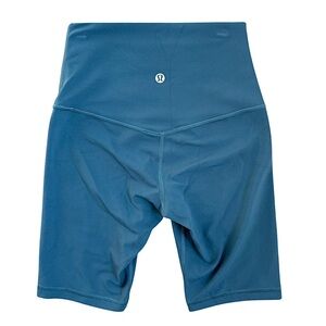 Lululemon Align High Rise 8” Blue Teal Compression Bike Shorts Size 2